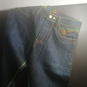 COOGI Men's Denim Jeans with Multicolor Stitching